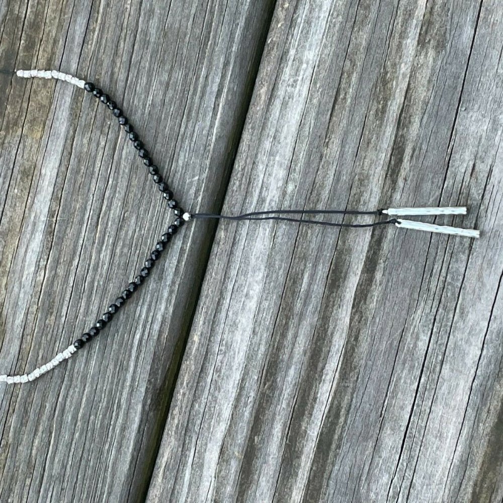 Gorjana Necklaces Black Cord Y neck adjustable silver nugget beads Necklace Jewe - Picture 11 of 13